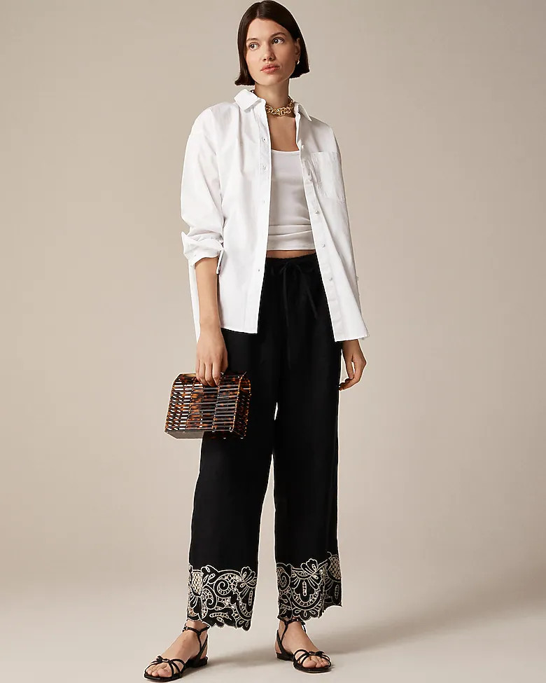 New Soleil pant in embroidered linen | J. Crew US