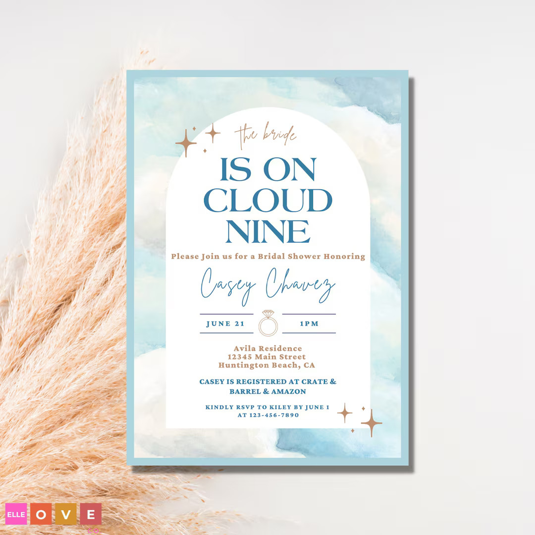 Bride is on Cloud Nine Bridal Shower Invitation Cloud 9 - Etsy | Etsy (US)