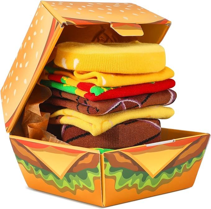 Funny Food Burger Socks Box - Novelty Funny Food Socks Birthday Gag Chirstmas Gifts for Men Women... | Amazon (US)