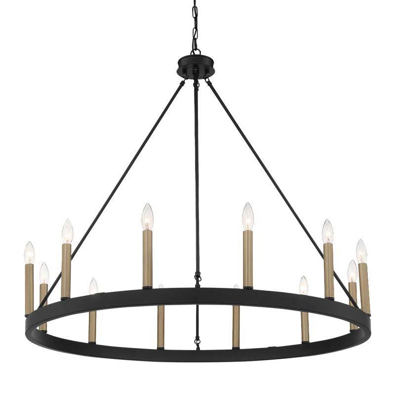 Finchley 12 - Light Candle Style Wagon Wheel Chandelier | Wayfair North America