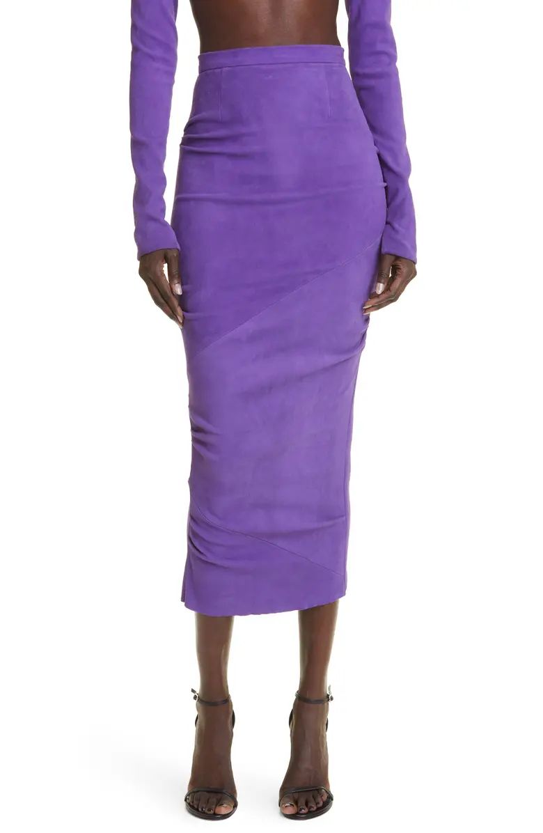 Ruched High Waist Suede Pencil Skirt | Nordstrom