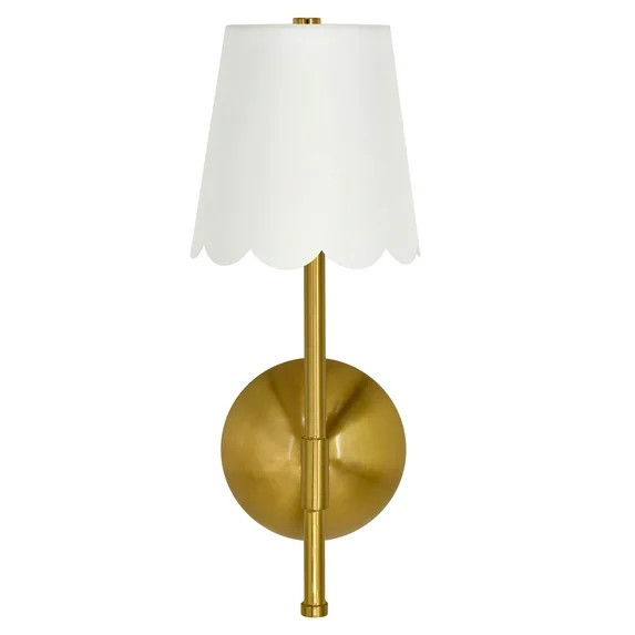 Home Decor Collection Cordless Brass Rechargeable Wall Scone with Scalloped Fabric Shade and Remo... | Walmart (US)