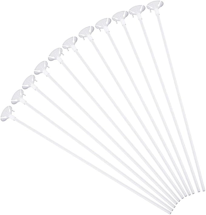 Pllieay 50 Pieces Plastic White Balloon Sticks with Cups for Party, Valentine's Day, Wedding, Ann... | Amazon (US)