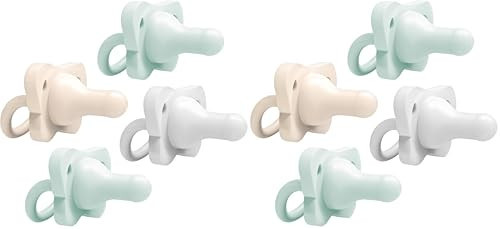 Dr. Brown's HappyPaci 100% Silicone Baby Pacifier, Contoured One-Piece Design, Gray, Green, Ecru, 0-6m, BPA-Free, 8-Pack | Amazon (US)