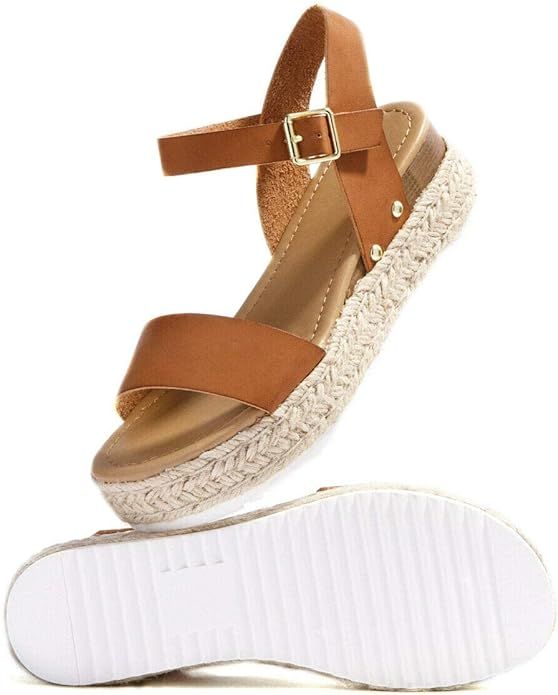 SODA Clip Topshoe Avenue Women's Open Toe Ankle Strap Espadrille Sandal | Amazon (US)