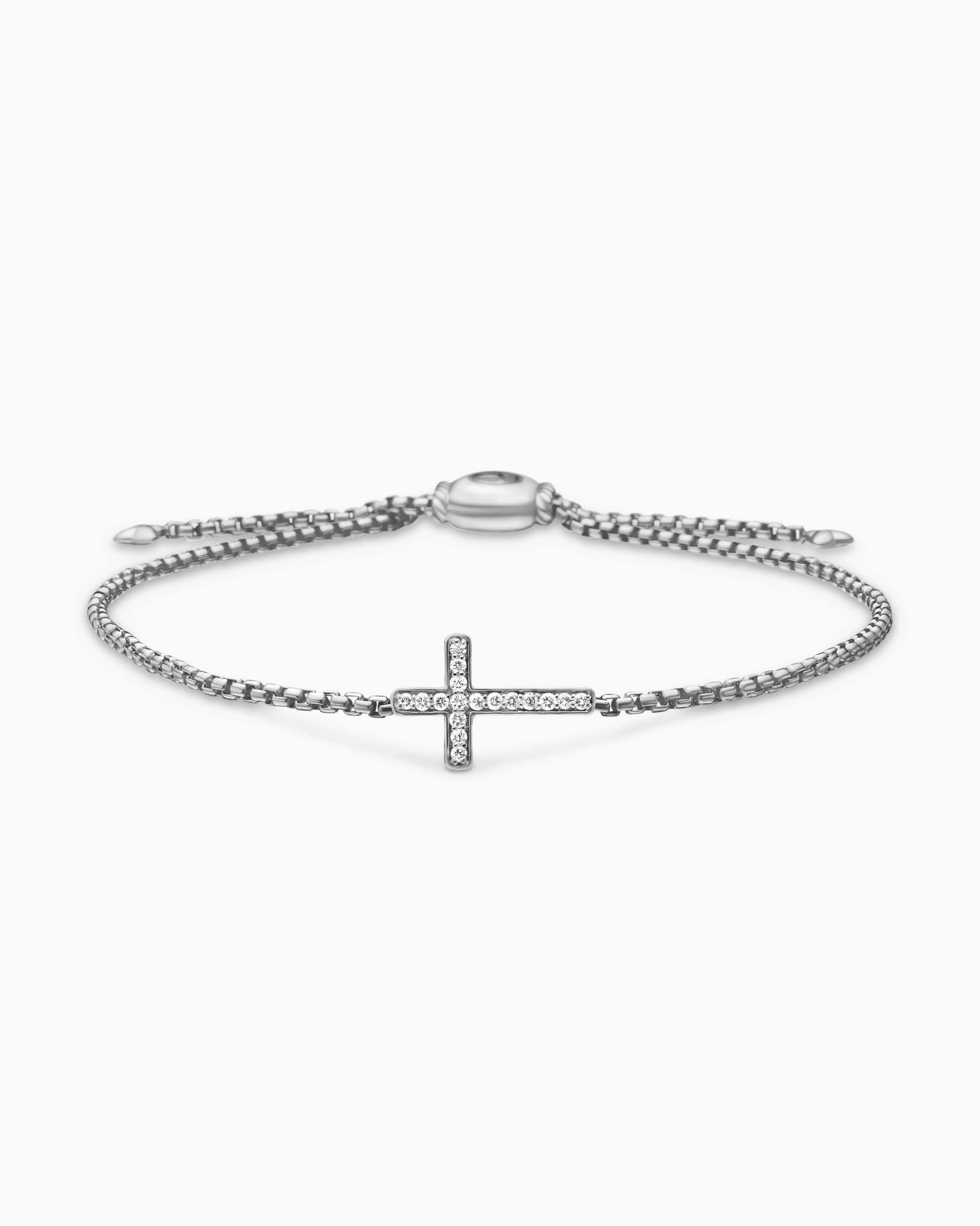 David Yurman | Petite Pavé Cross Chain Bracelet in Sterling Silver with Diamonds, 1.7mm | David Yurman