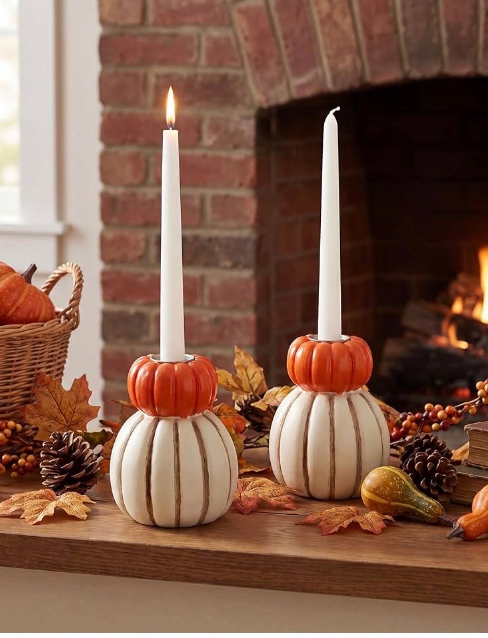 Pumpkin Candlestick Holders for the Coziest Fall Tablescape 🕯️🎃

These pumpkin candlestick holders are such a charming way to bring cozy fall vibes into your home! 🍂 Featuring stacked white and orange pumpkins with a rustic farmhouse feel, they’re perfect for styling on a dining table, mantel, entryway, kitchen island, or coffee table. Just add your favorite taper candles for an instant seasonal centerpiece that feels warm, inviting, and timeless.

I love pairing these with pumpkins, garlands, lanterns, and fall florals for a beautiful display that carries you from the first day of fall all the way through Thanksgiving. They’re the perfect finishing touch for any autumn home! ✨🤍

Fall candlestick holders, pumpkin candle holders, fall centerpiece, autumn tablescape, Thanksgiving décor, farmhouse fall décor, cozy home styling, seasonal decorating, rustic home décor, mantel styling, dining table décor, pumpkin decorations, neutral fall décor, Amazon fall finds, taper candle holders.

#LTKHome #LTKSeasonal #LTKmomlife
