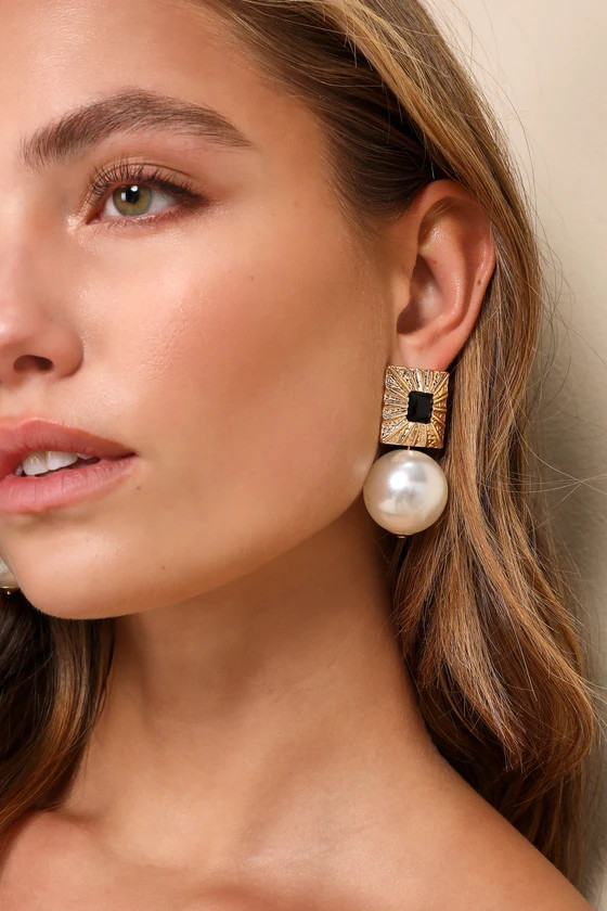 London 14KT Gold Pearl Statement Earrings | Lulus