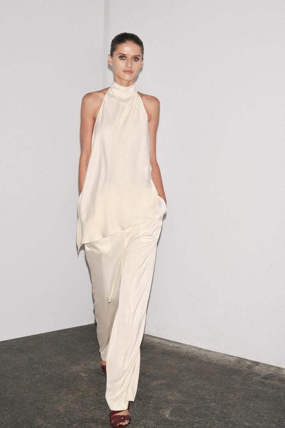 ZW COLLECTION SATIN HALTER TOP | Zara US