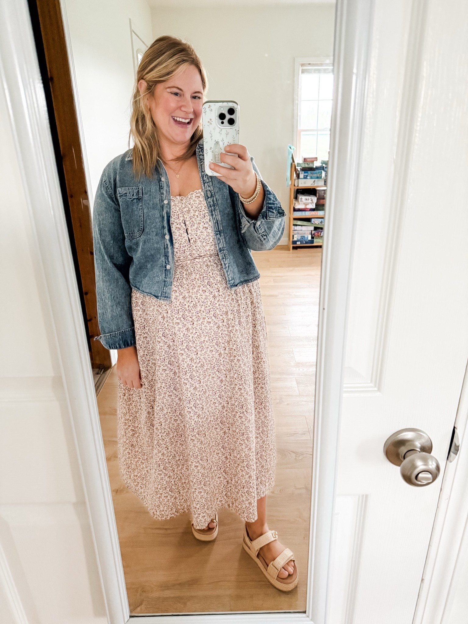 Teacher outfit! My dress and cropped denim shirt are older so linked similar.

#LTKWorkwear #LTKMidsize #LTKBump