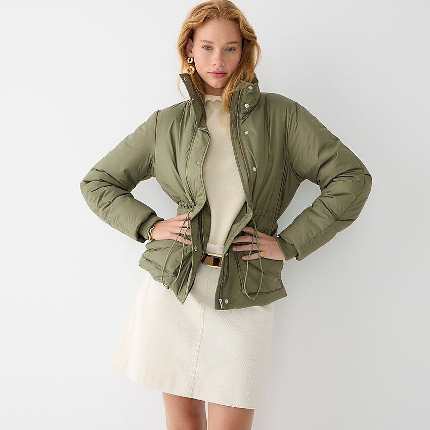 Lightweight cinched-waist puffer jacket | J. Crew US
