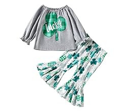 preetyyou Toddler Baby Girl Clothes Off Shoulder Tube Top Shirt Bell Bottom Jeans Pants Summer Ou... | Amazon (US)