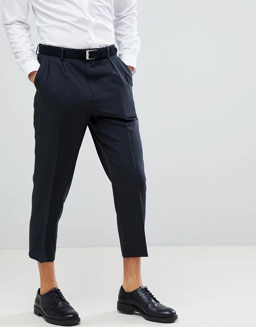 ASOS DESIGN tapered smart PANTS in black with double pleat | ASOS US