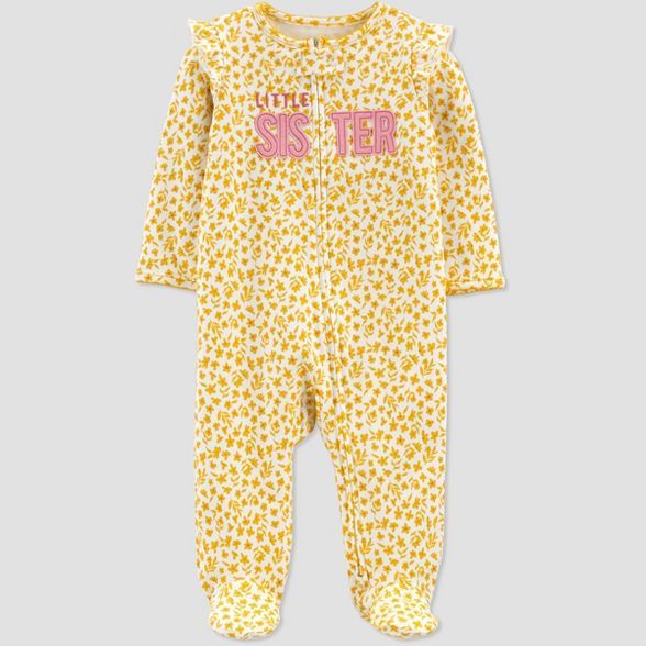 Baby Girls' Floral "Little Sister" Interlock Footed Pajama - Just One You® made by carter's Gold | Target