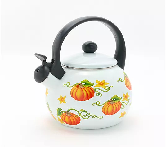 Temp-tations Harvest 2.3-qt Enamel on Steel Tea Kettle - QVC.com | QVC