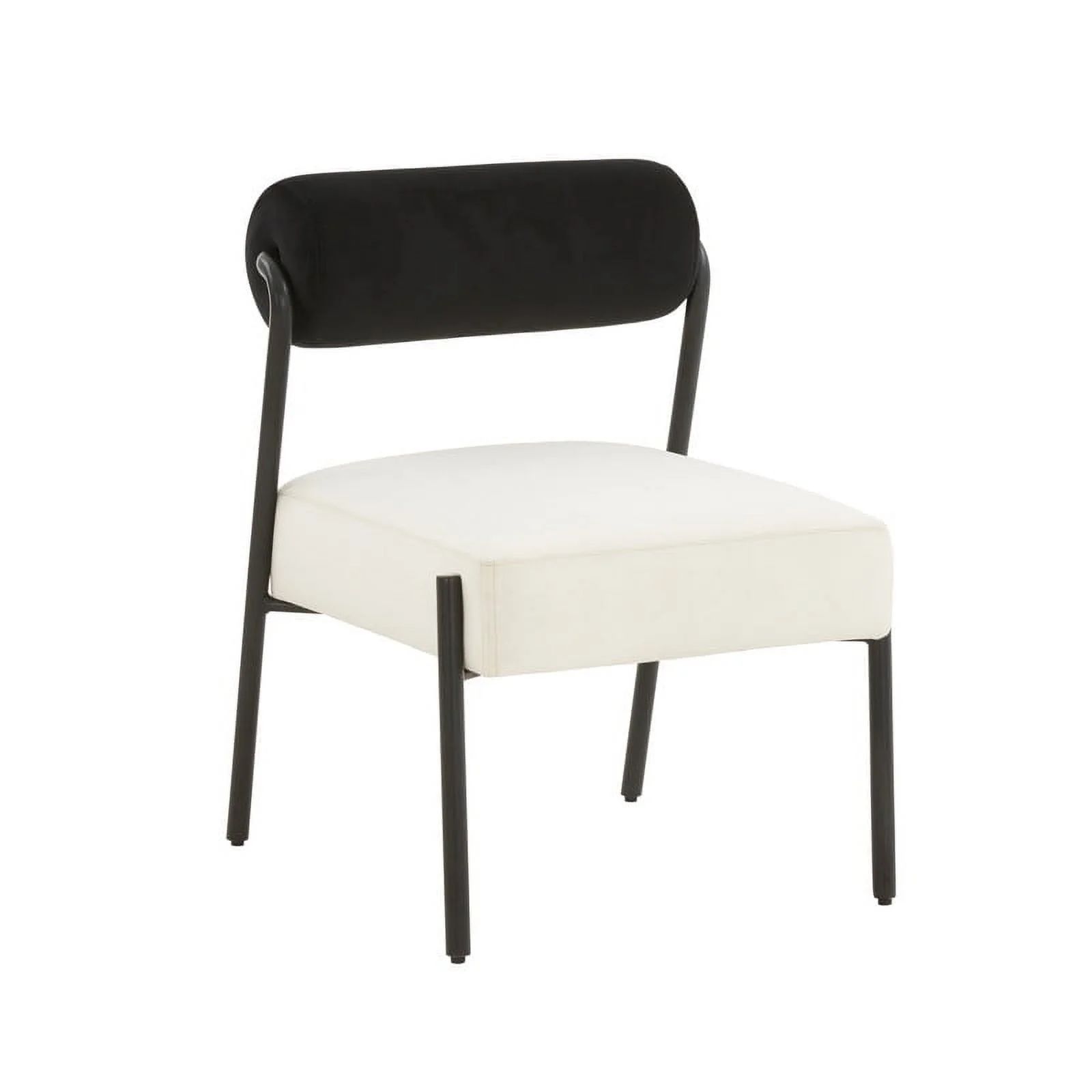 Juego de 2 Sillas de Comedor de Terciopelo Negro y Crema Jolene | Walmart (US)