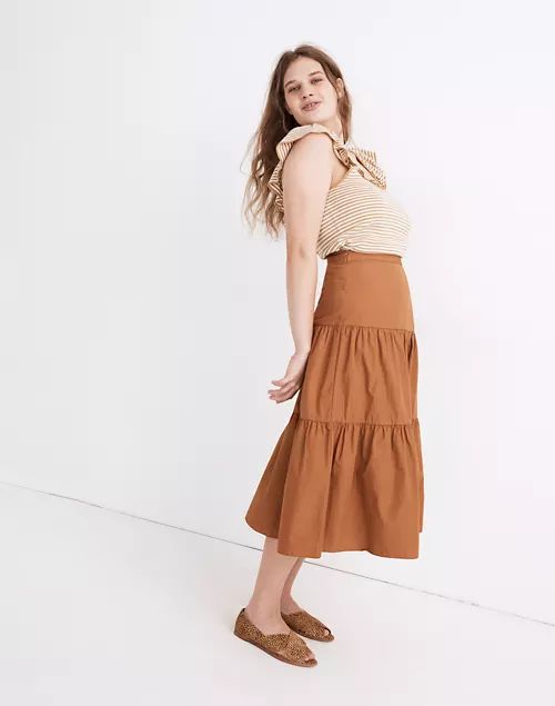 Poplin Tiered Midi Skirt | Madewell