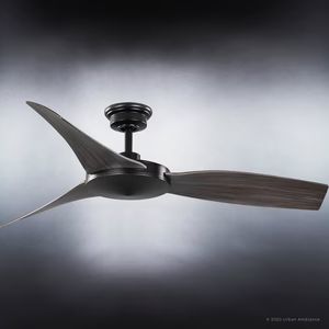 UHP9272 Modern Ceiling Fan 11.5''H x 54''W, Midnight Black Finish, Newcastle Collection | Urban Ambiance, Inc.