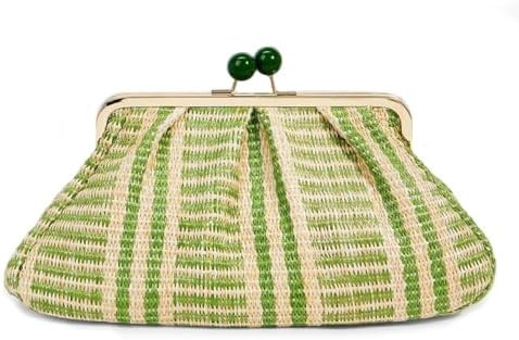 Straw Clutch Purse for Women, Classic Beach Clutch,Woven Summer Bag, Dumpling Wicker Handbag for ... | Amazon (US)