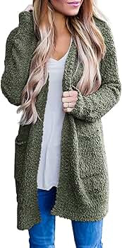 MEROKEETY Women's Long Sleeve Soft Chunky Knit Sweater Open Front Cardigan Outwear with Pockets | Amazon (US)