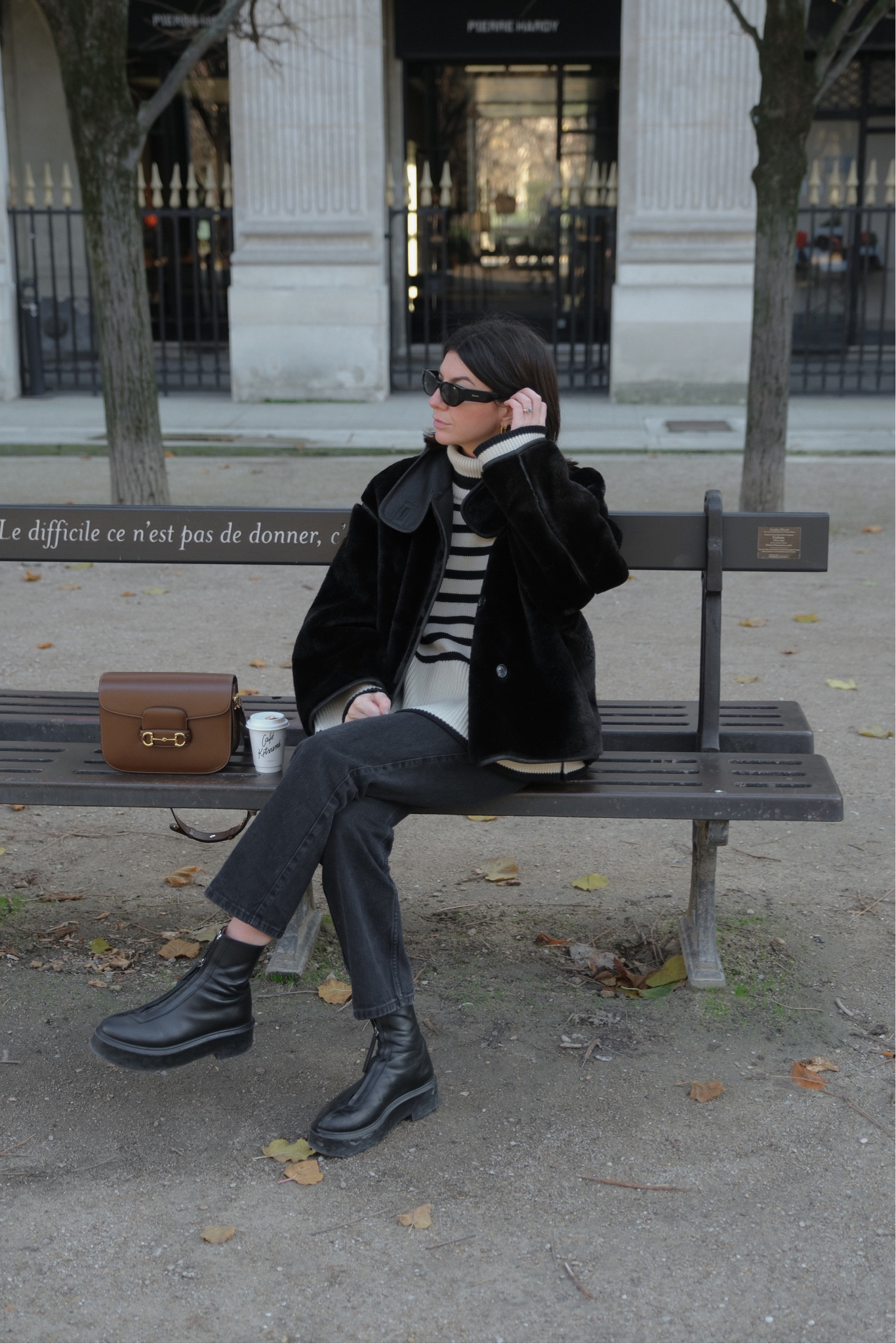 Striped turtleneck roll neck jumper, faux fur jacket, skinny jeans, horsebit brown crossbody leather bag, sunglasses

#LTKstyletip #LTKSeasonal #LTKeurope