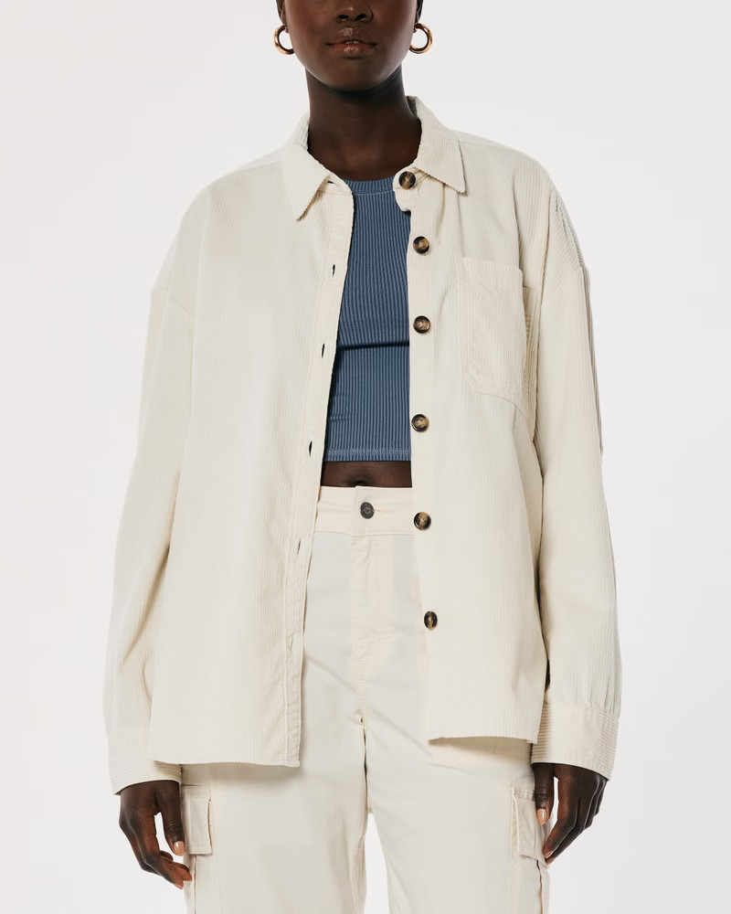 Women's Oversized Corduroy Shirt Jacket | Women's Tops | HollisterCo.com | Hollister (US)