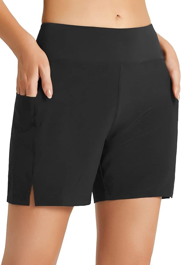 BALEAF Women's 3''/ 5" Quick Dry High Waisted Swim Board Shorts UPF 50+ Swimsuit Bottom Trunks wi... | Amazon (US)