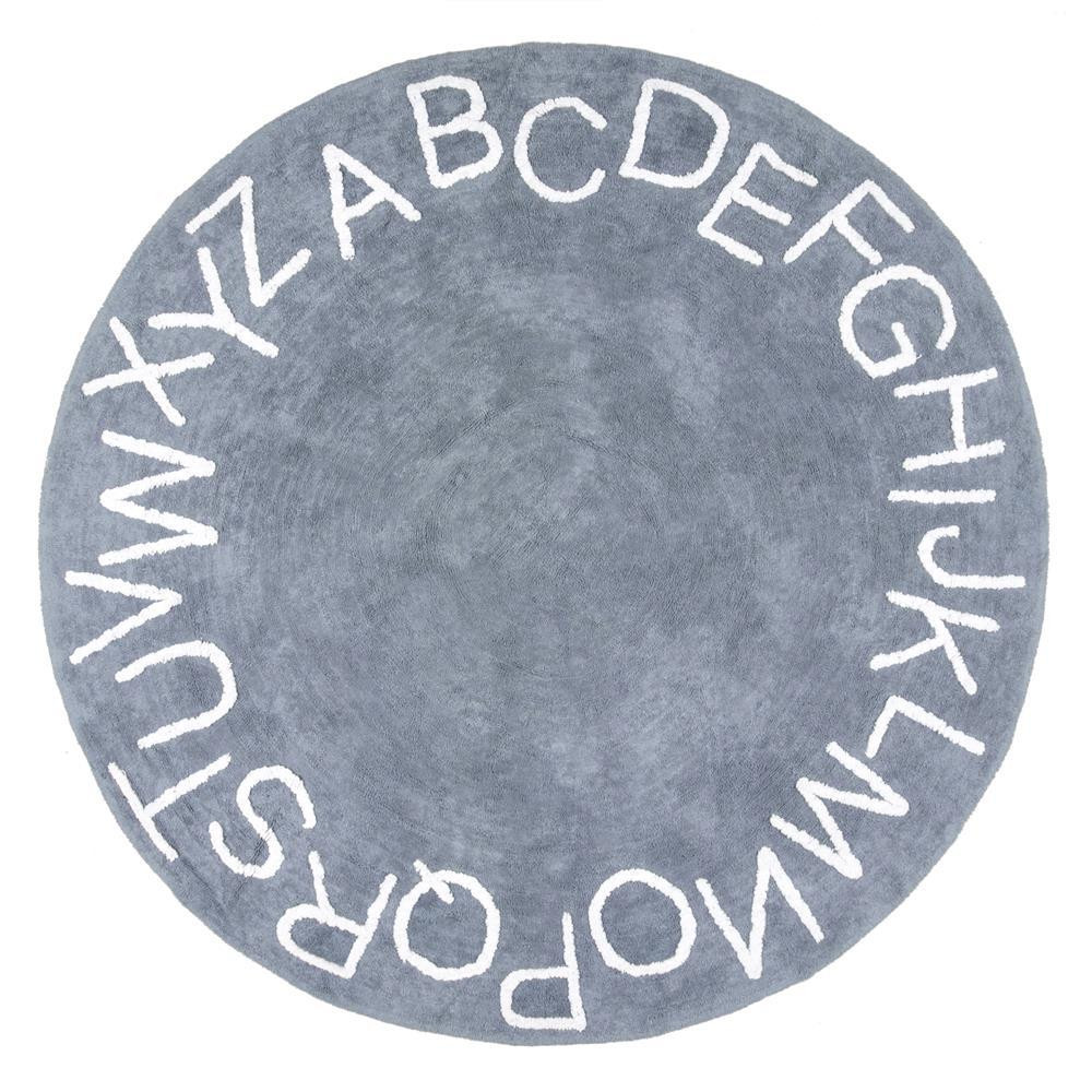 nuLOOM Kids Washable Round Alphabet Blue 6 ft. x 6 ft. Indoor Area Rug | The Home Depot