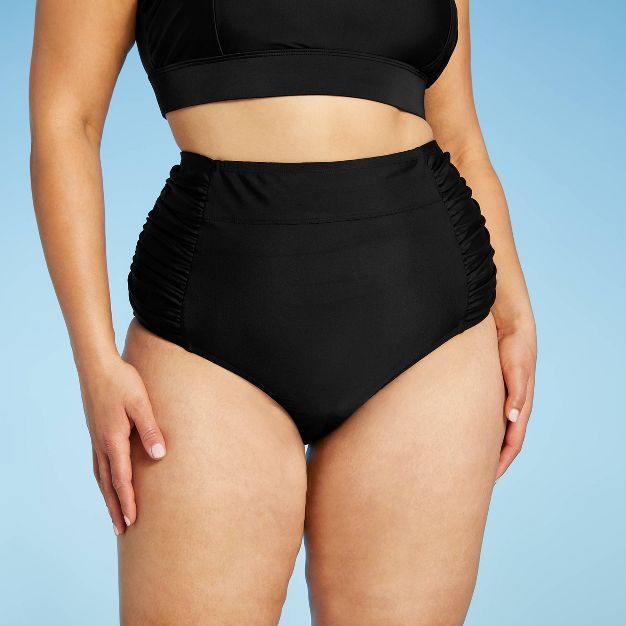 Women's Plus Size High Waist Bikini Bottom - Kona Sol™ Black | Target