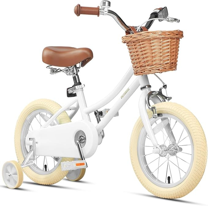 Petimini Girls Bike with Basket for 2-12 Years Old Kids, 12 14 16 18 20 Inch Bicycle with Bell Tr... | Amazon (US)