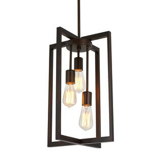 Artika Yale 3-light Black Modern Industrial Sputnik Caged Hanging Pendant Light Island Chandelier... | The Home Depot