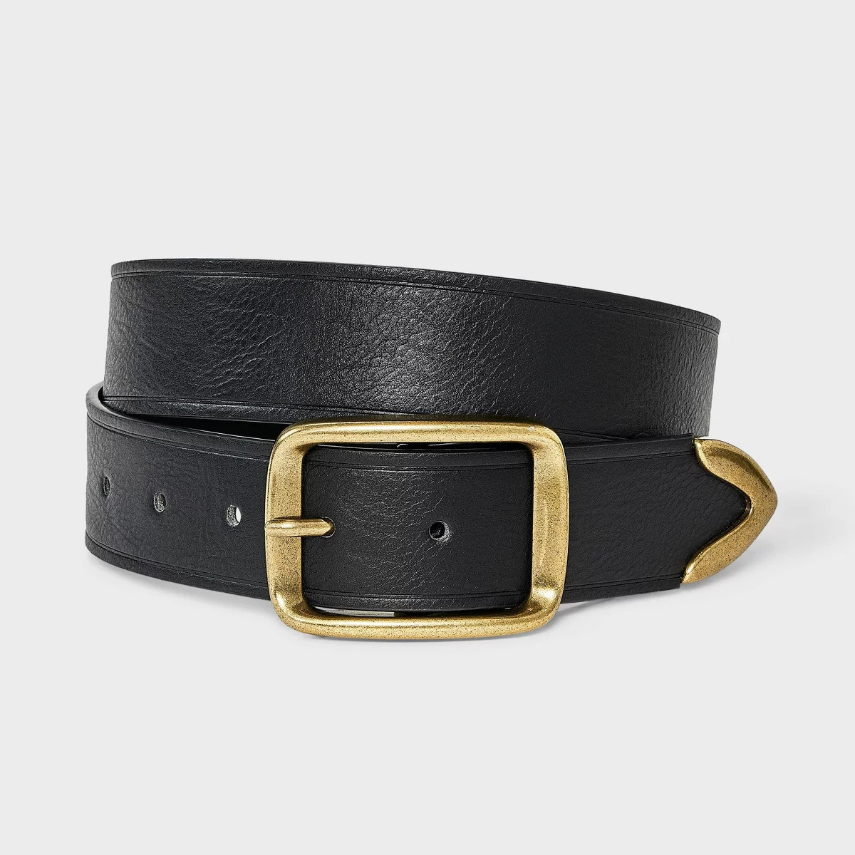 Beveled Buckle with Metal Tip Belt - Universal Thread™ Black | Target