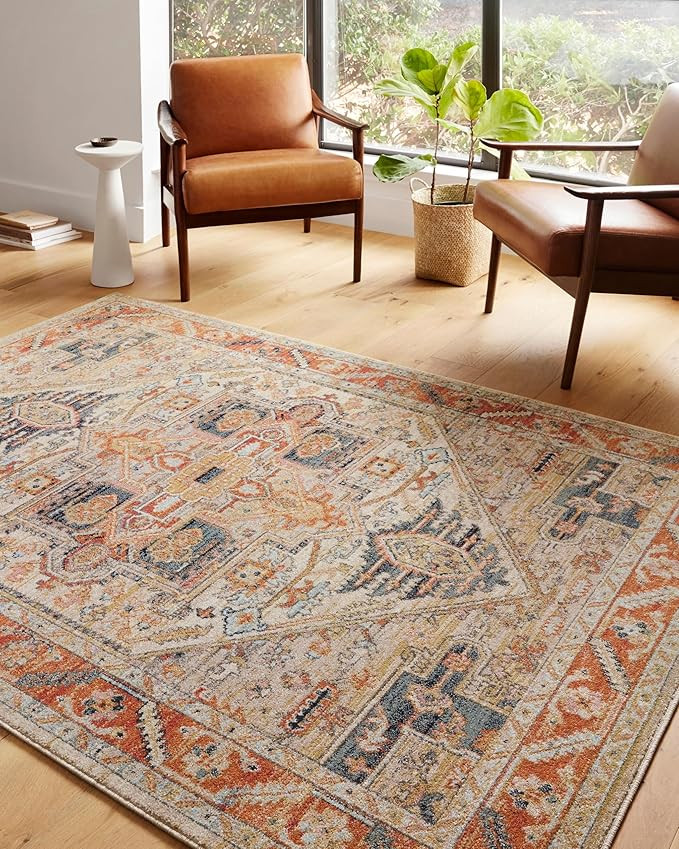 Loloi Jocelyn Collection JOC-01 Sand/Multi 5'-5" x 7'-6" .38" Thick Area Rug | Amazon (US)