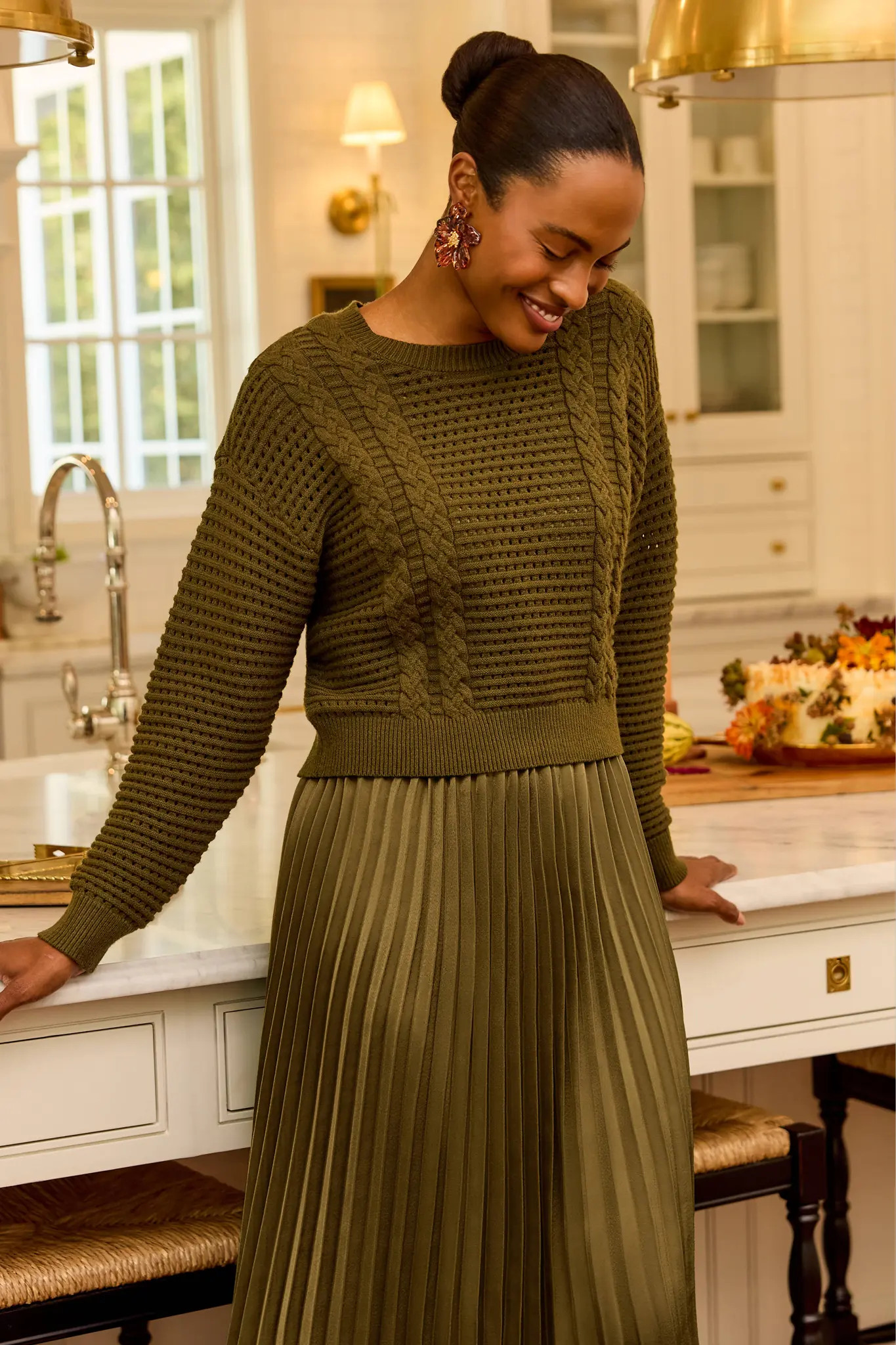 Gabbie Olive Two Piece Midi Dress | Avara