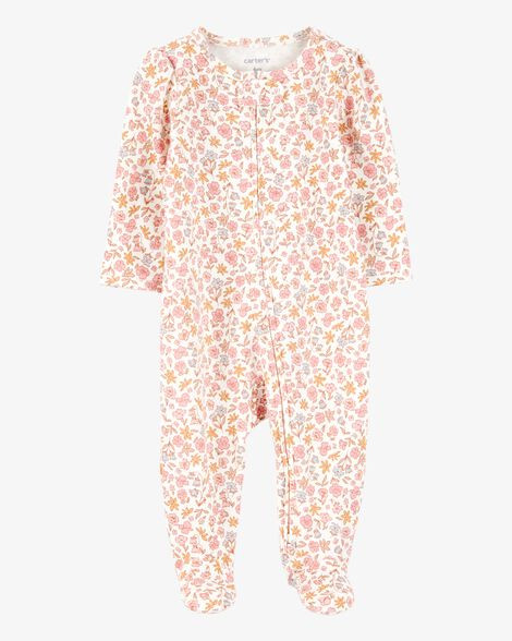 Floral 2-Way Zip Cotton Sleep & Play Pajamas - Pink | Carter's Inc