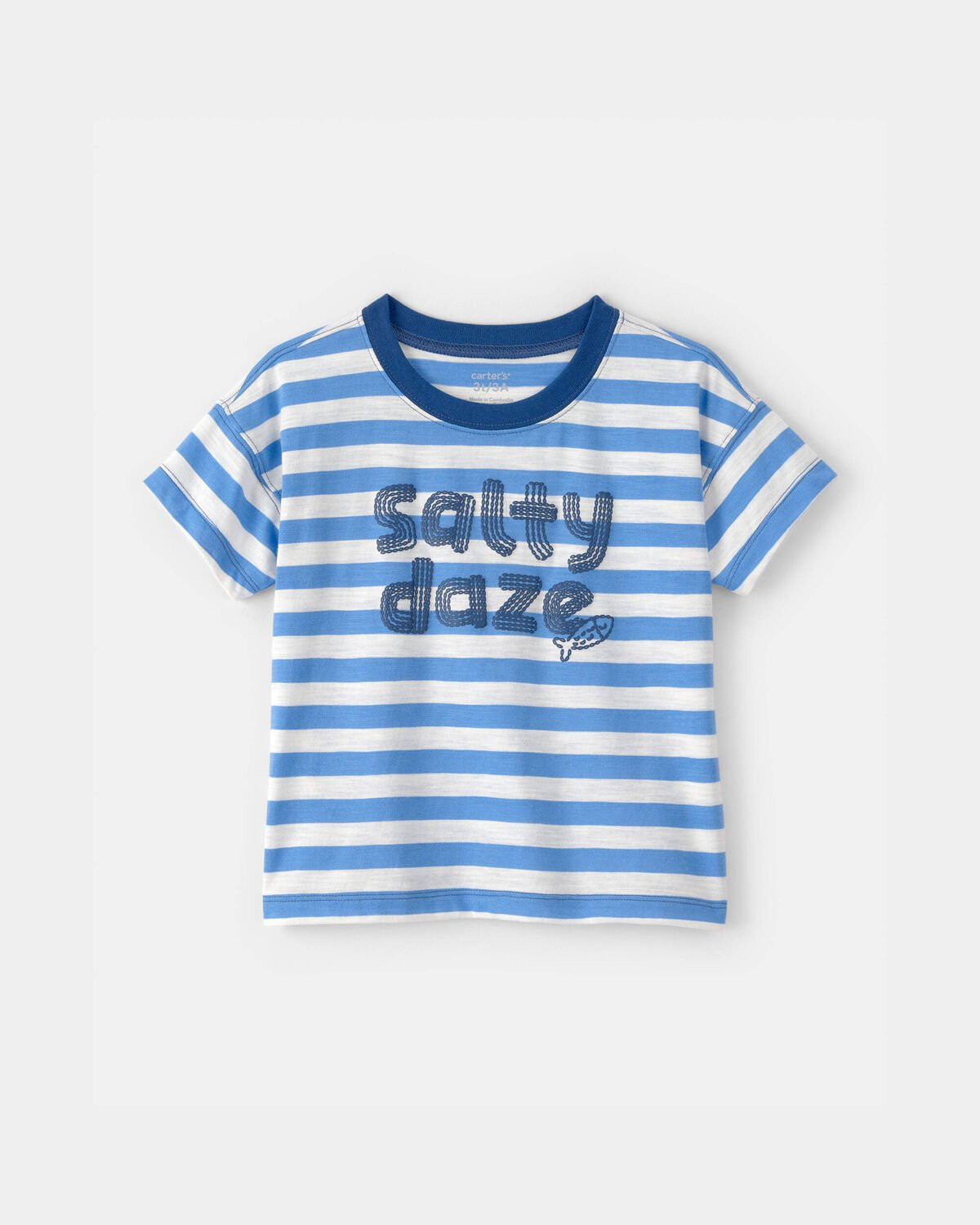 Toddler Boy 'Salty Daze' Striped Graphic Tee - Blue/White | Carter's | Carter's Inc
