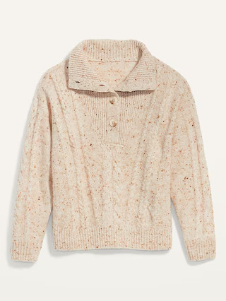 Speckled Button-Front Cable-Knit Sweater for Women | Old Navy (US)