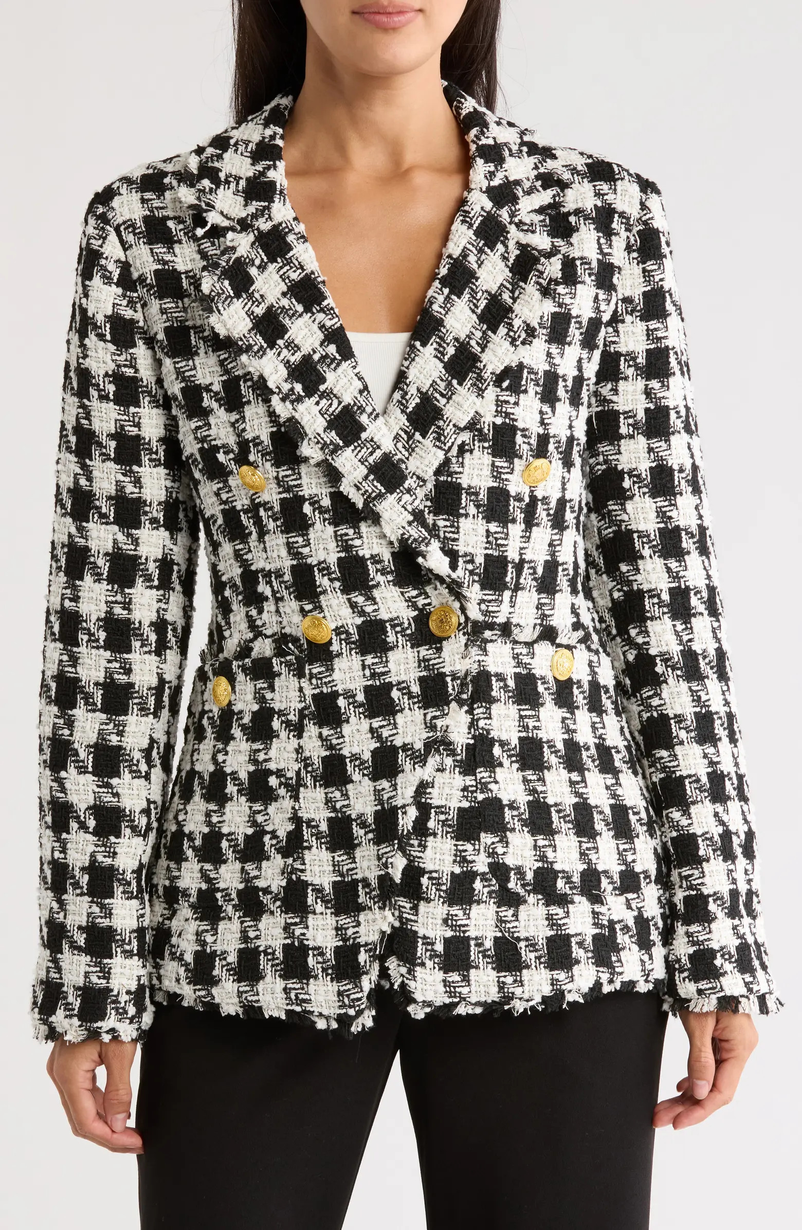 Houndstooth Double Breasted Tweed Blazer | Nordstrom Rack