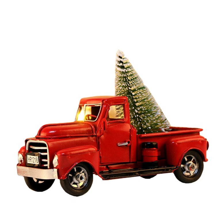 TINKSKY Red Vintage Truck Model Christmas Ornaments Metal Car Adornments Classic Desktop Decorati... | Walmart (US)