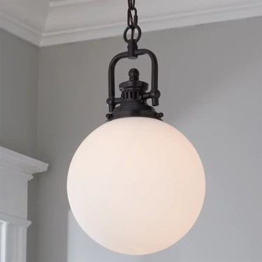 Opal Glass Globe Industrial Pendant | Shades of Light
