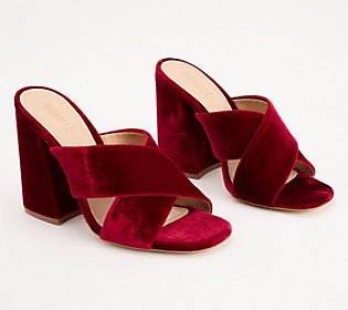 Schutz Velvet Crossover Heeled Mules - Callie | QVC