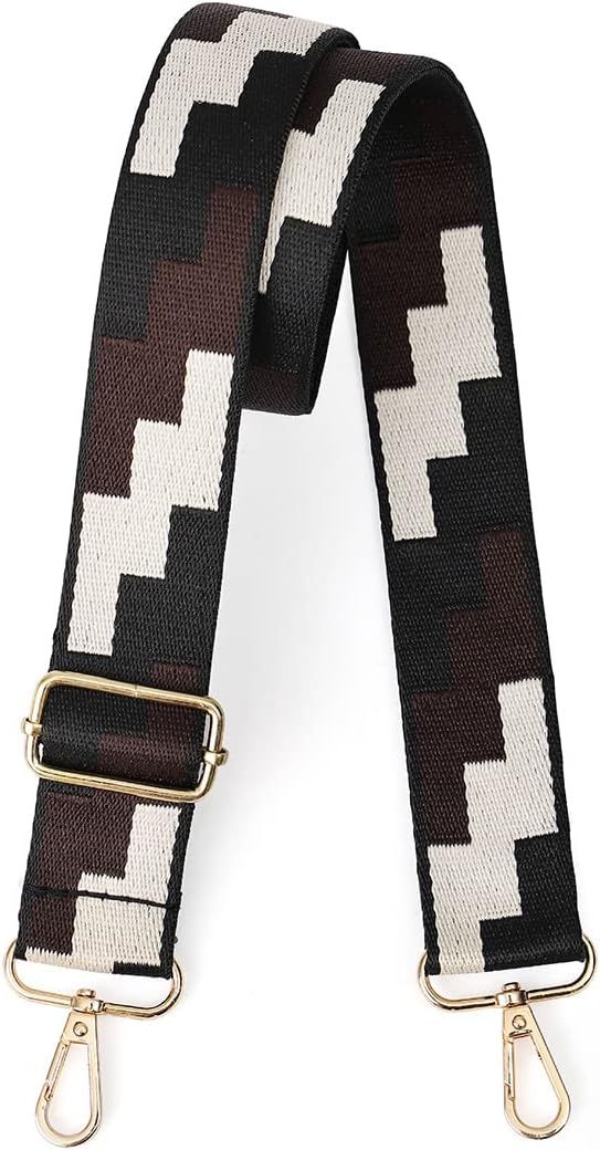 Lekesky Purse Strap Replacement Crossbody, Black Beige Brown Square Purse Strap for Women, Adjust... | Amazon (US)