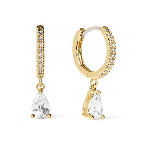 Ana Luisa Huggie Hoop Earrings - Solitaire Pendant Charm Earring - Dainty Hoop Earrings in 14K Gold Plated & Silver Rhodium Plated - Hypoallergenic, Water-Resistant, and Tarnish-Free - Gifts for Women | Amazon (US)