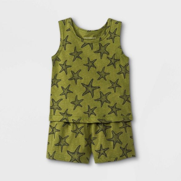 Grayson Mini Baby Boys' Starfish Top & Shorts Set - Green | Target