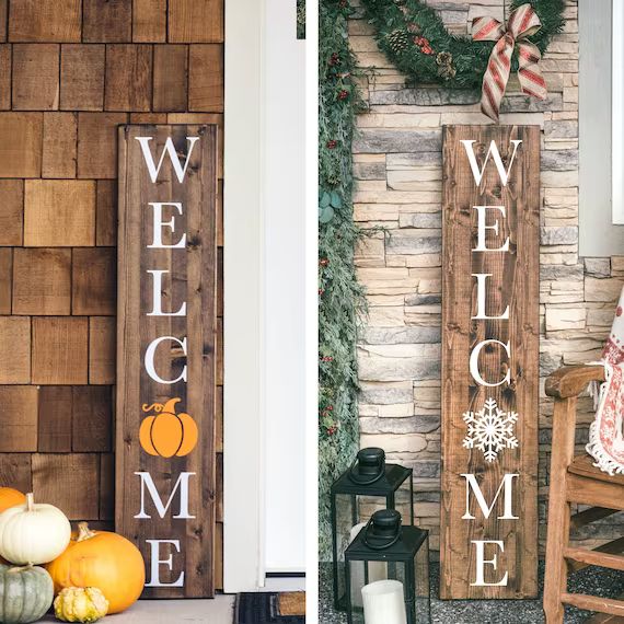 Christmas Welcome Sign - Winter Porch Decor - Fall Welcome Sign - Thanksgiving Porch Decor - Autu... | Etsy (US)