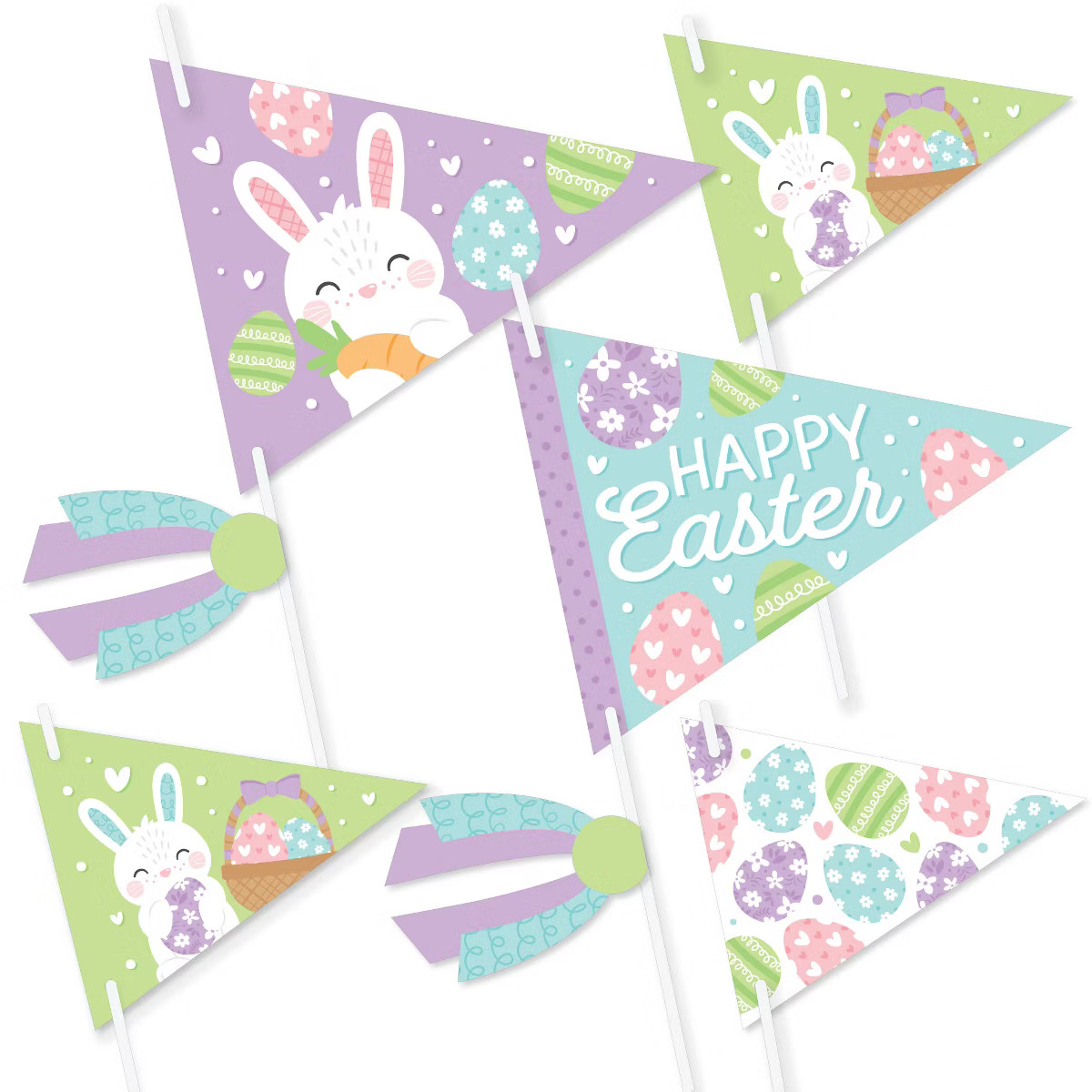 Big Dot of Happiness Spring Easter Bunny - Triangle Happy Easter Party Photo Props - Pennant Flag... | Target