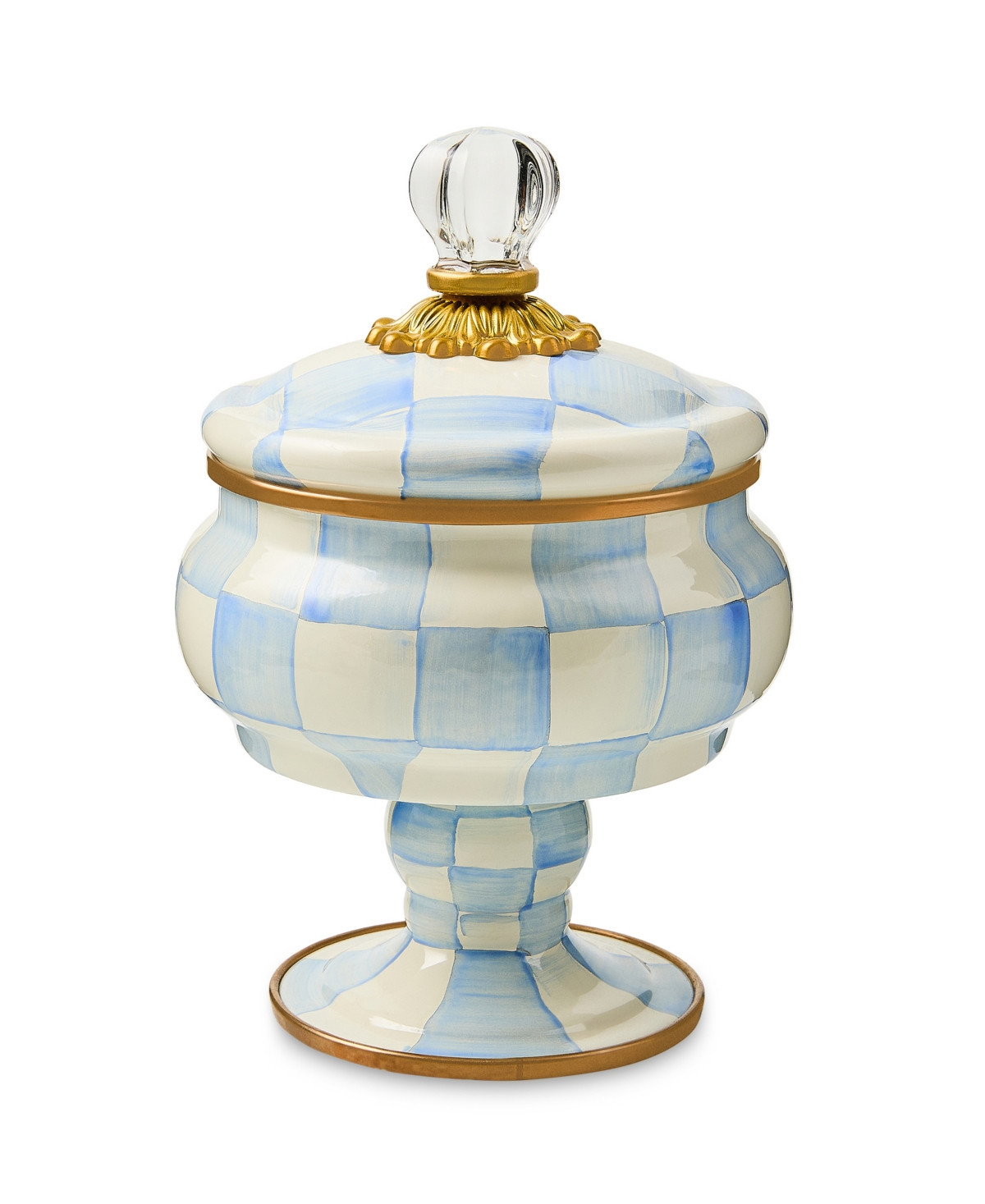 MacKenzie-Childs Sky Check Curiosity Pot - Sky Blue | Macy's