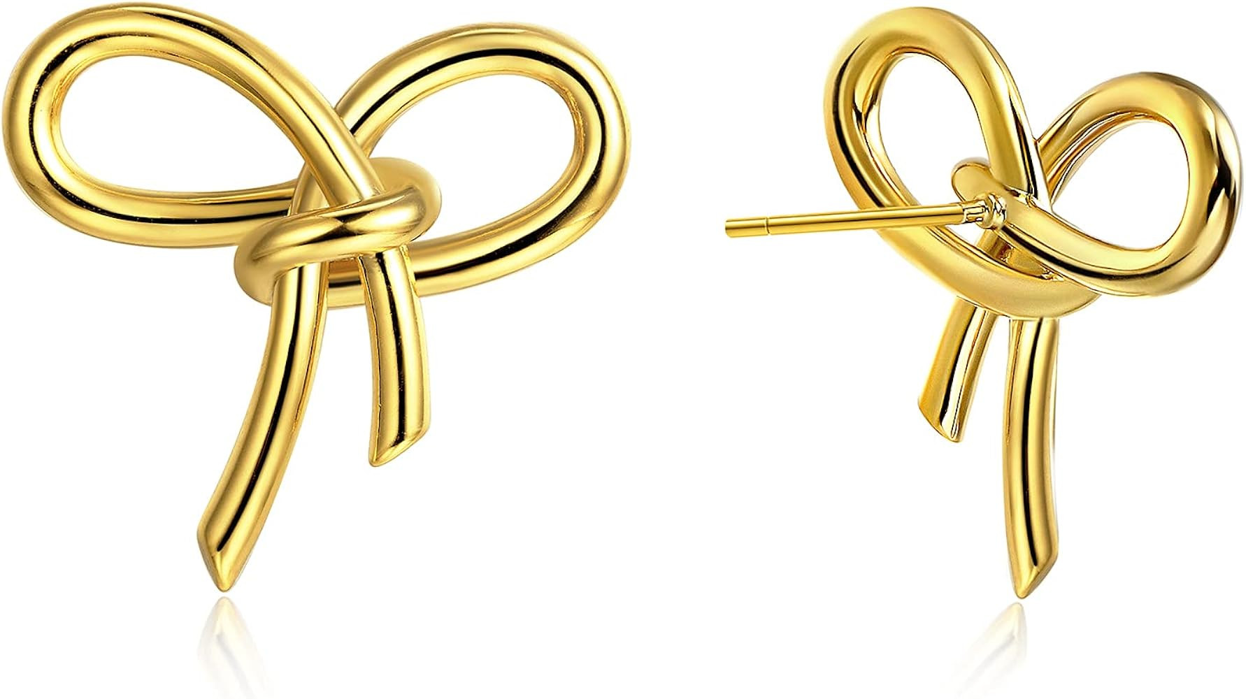 Statement Earrings for Women,Dainty 18k Gold plated Flat Square Bamboo Woven Metal Women's Ear Studs | Amazon (US)