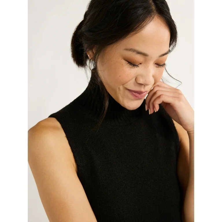 Free Assembly Women’s Sleeveless Turtleneck Sweater Mini Dress, Sizes XS-XXL | Walmart (US)