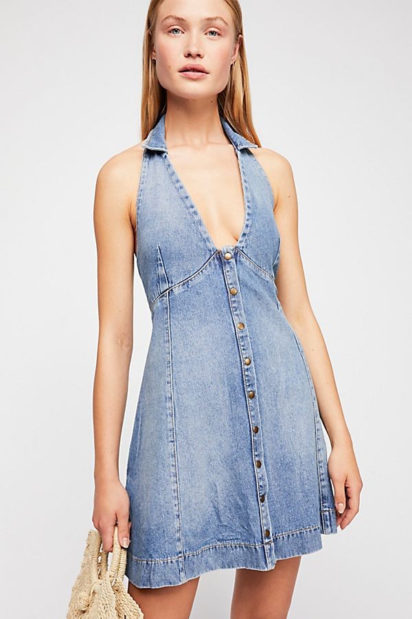 halter jean dress